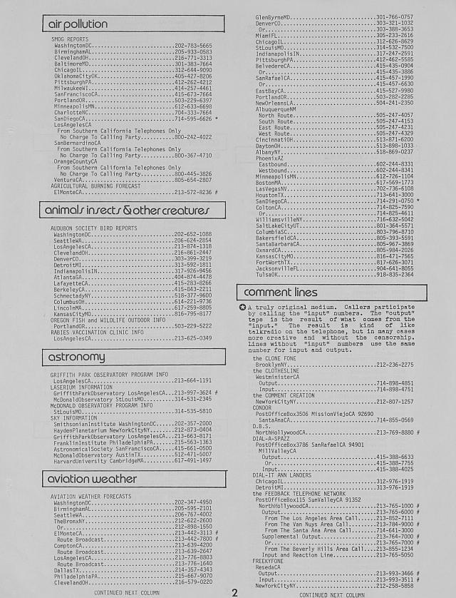 Phone List Of Numbers 1982 Page 2