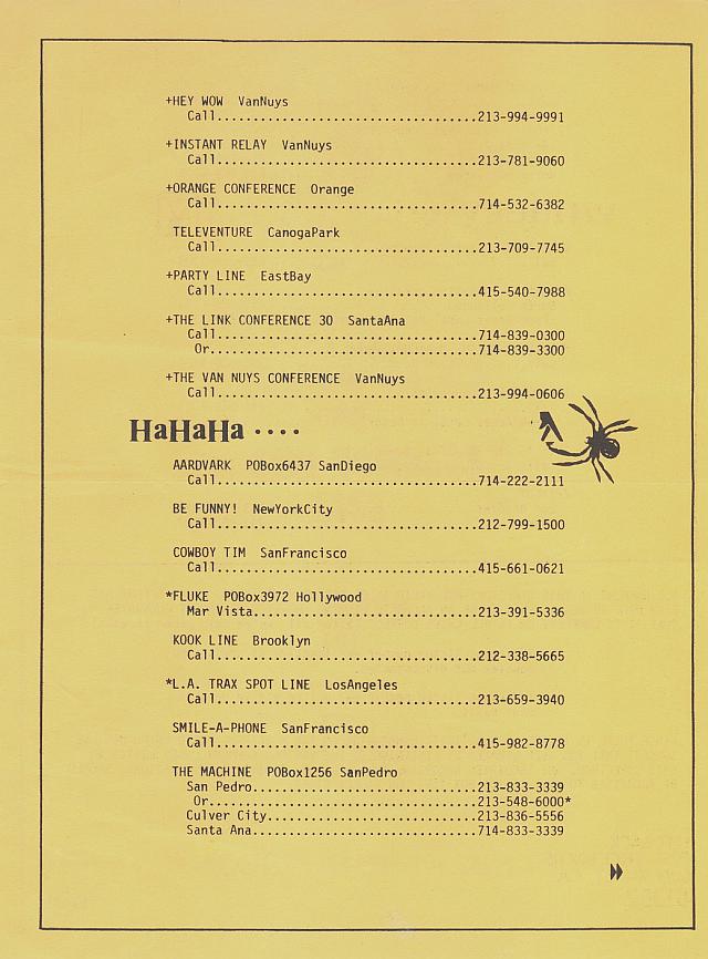Phone List Of Numbers Winter 1980 Page 3