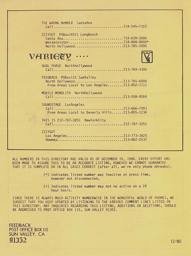 Phone List Of Numbers Winter 1980 Page 4