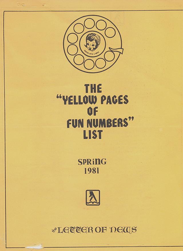 Phone List Of Numbers Spring 1981 Page 1