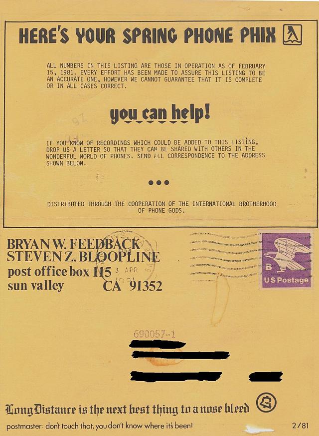 Phone List Of Numbers Spring 1981 Page 4
